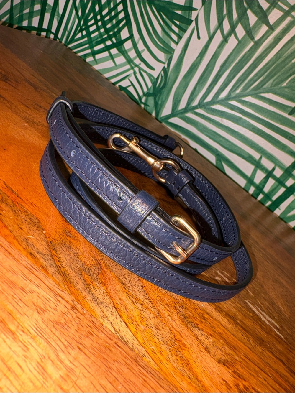 Coach Blue Pebbled Leather Gold Brass Clip On Replacement Strap